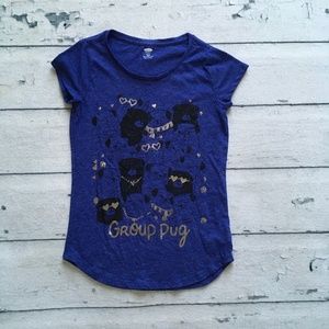 Old Navy Never Worn girls shirt with pugs size XL 14 great condition navy blue